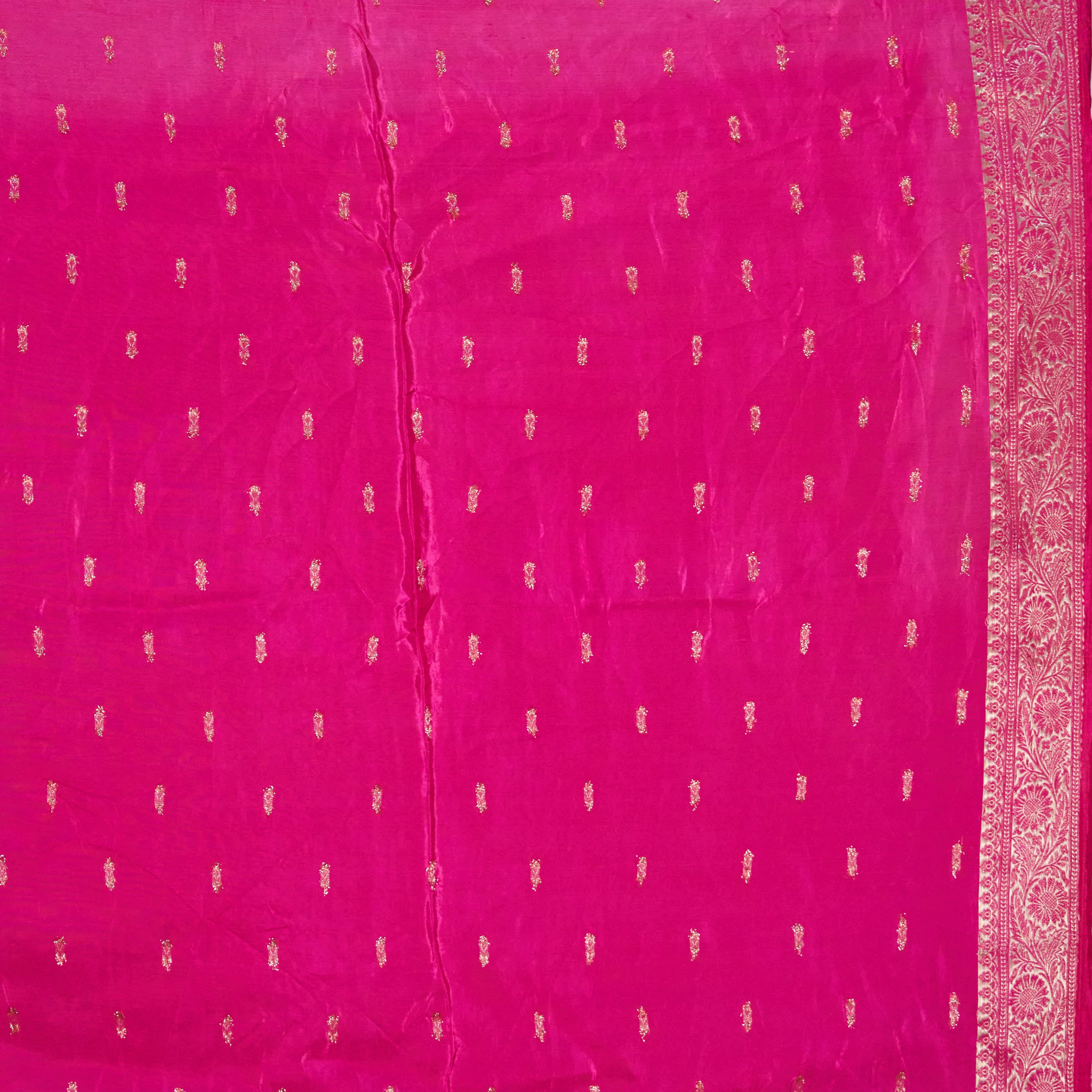 Cherry Red Dola Silk Saree With Zari Borders