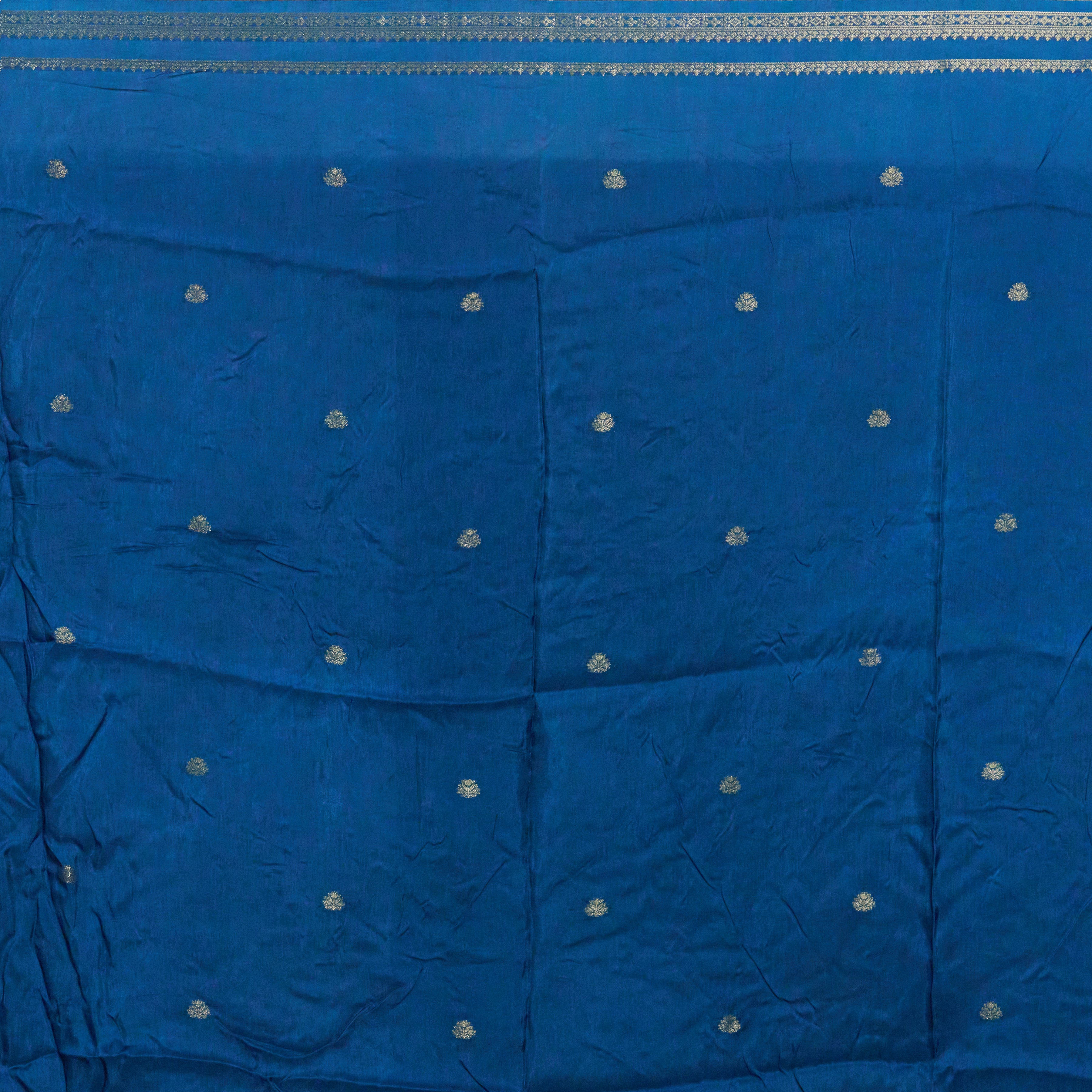 Dark Blue Dola Silk Saree With Zari Borders