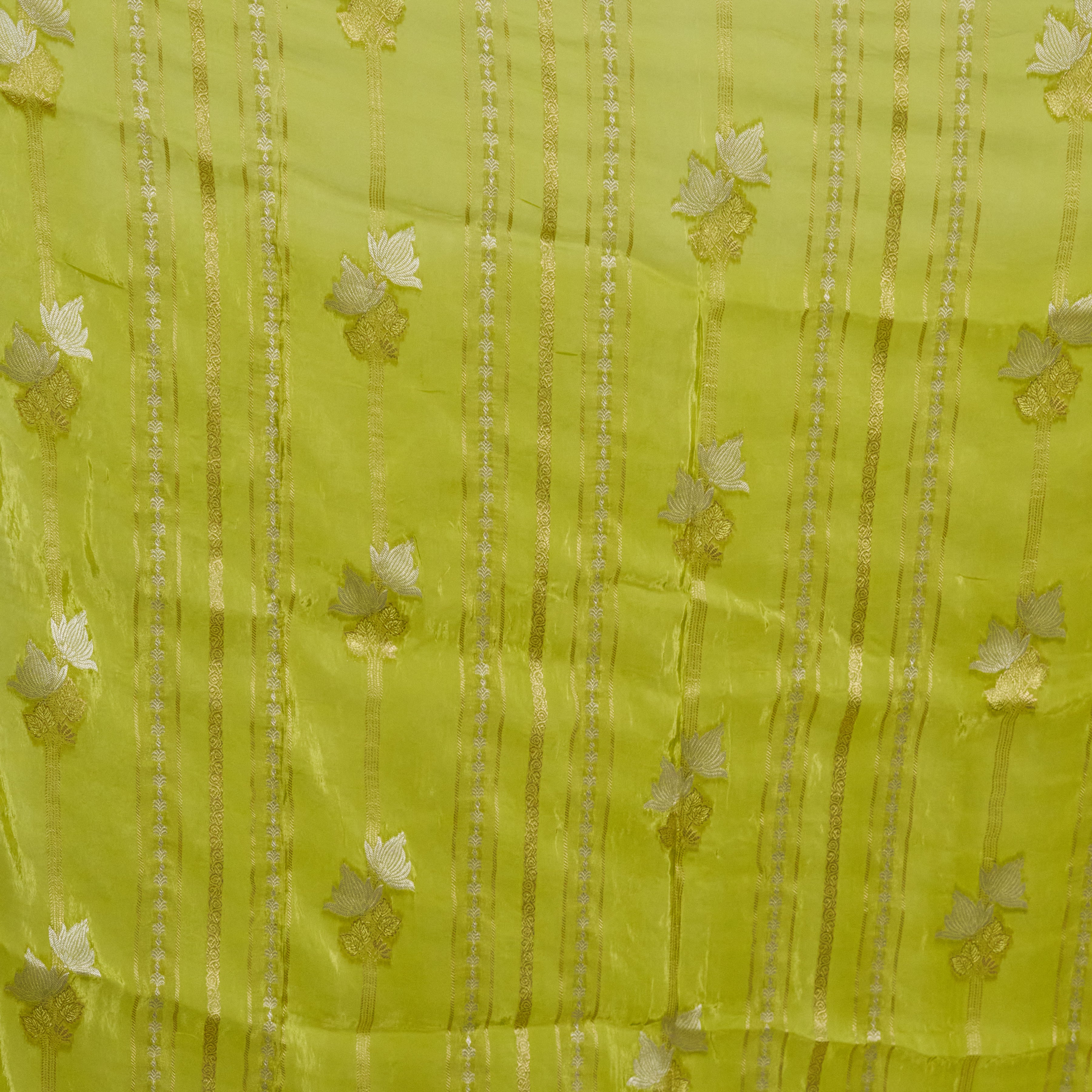 Green Katan Silk Saree With Zari Borders