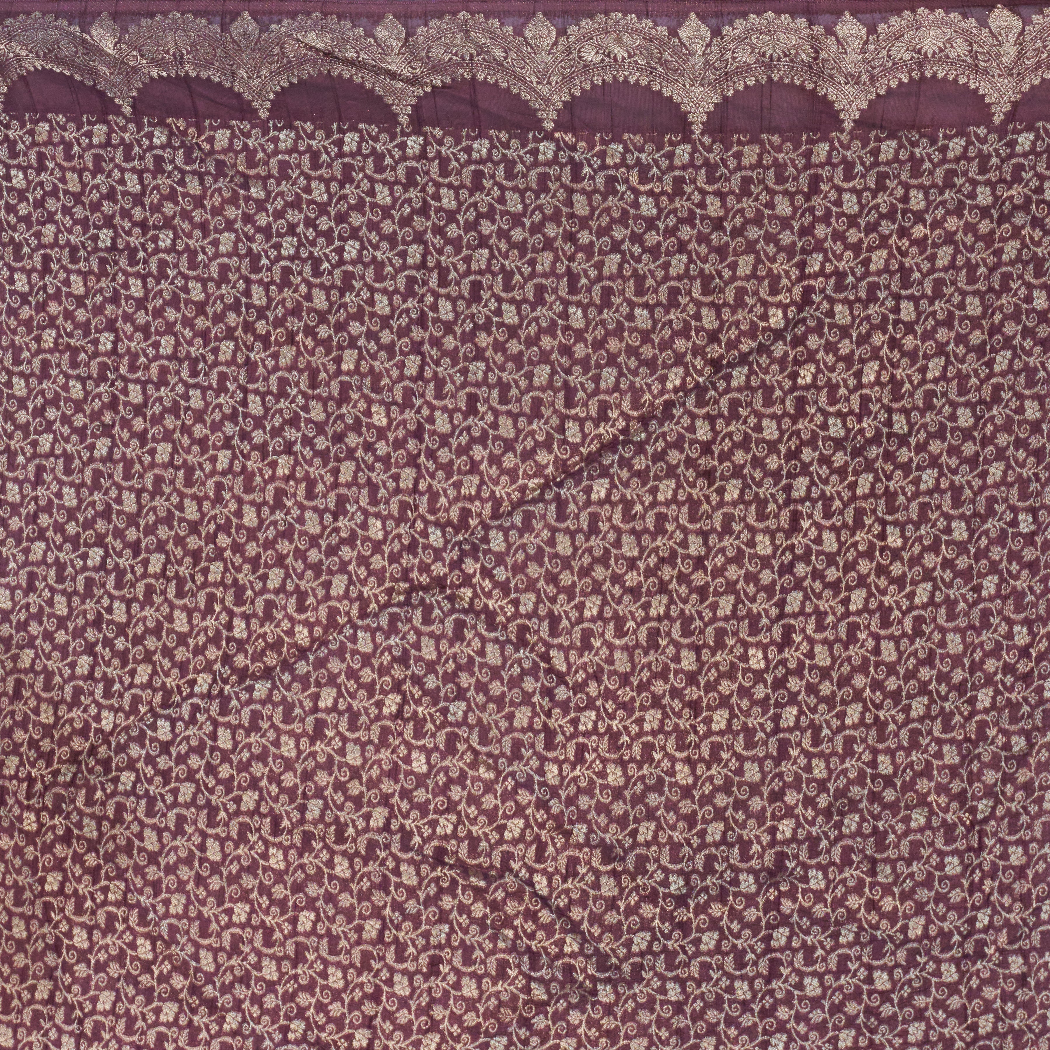 Wine Tussar Silk Saree With Zari Borders