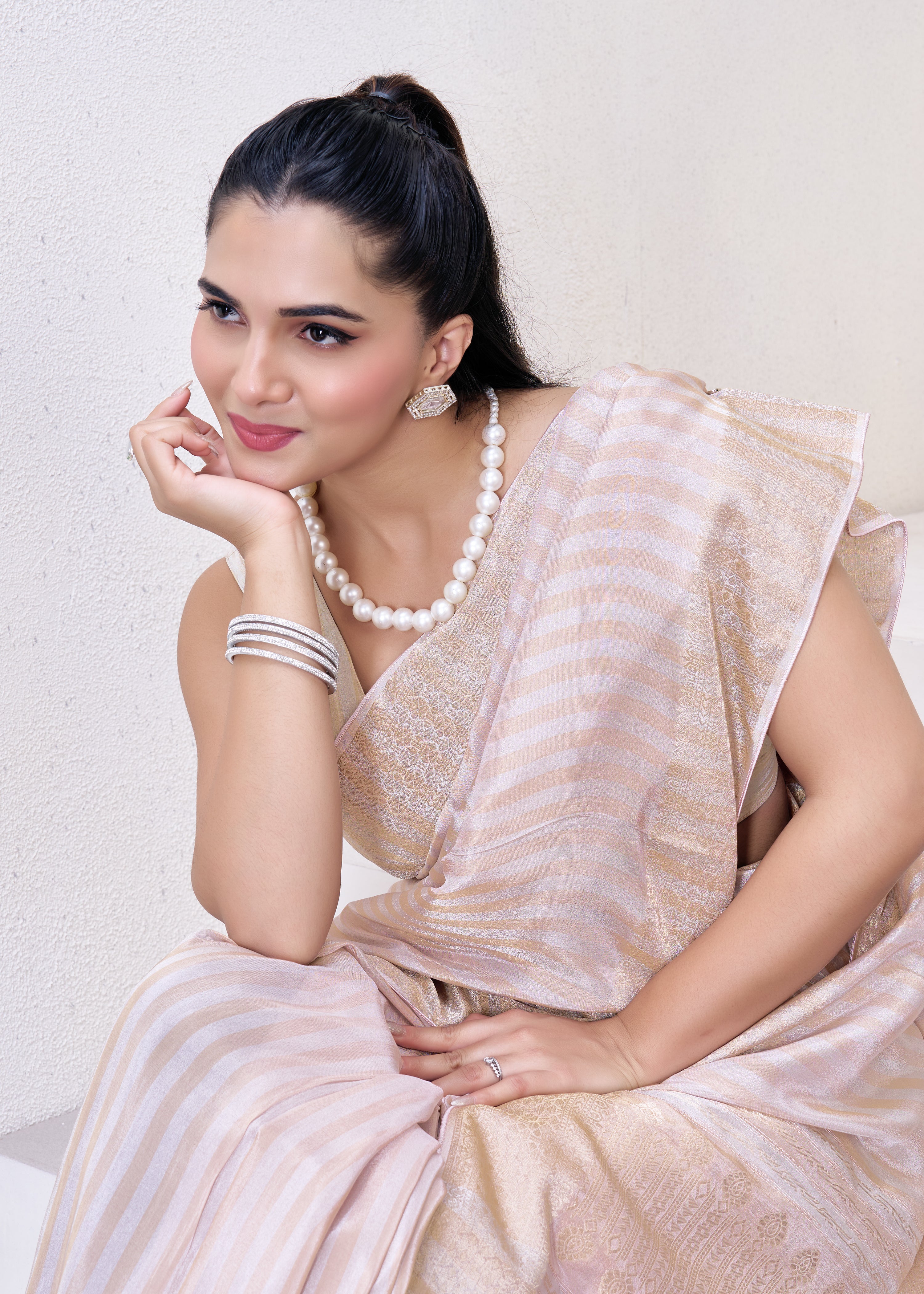 Orange Katan Silk Saree With Zari Borders