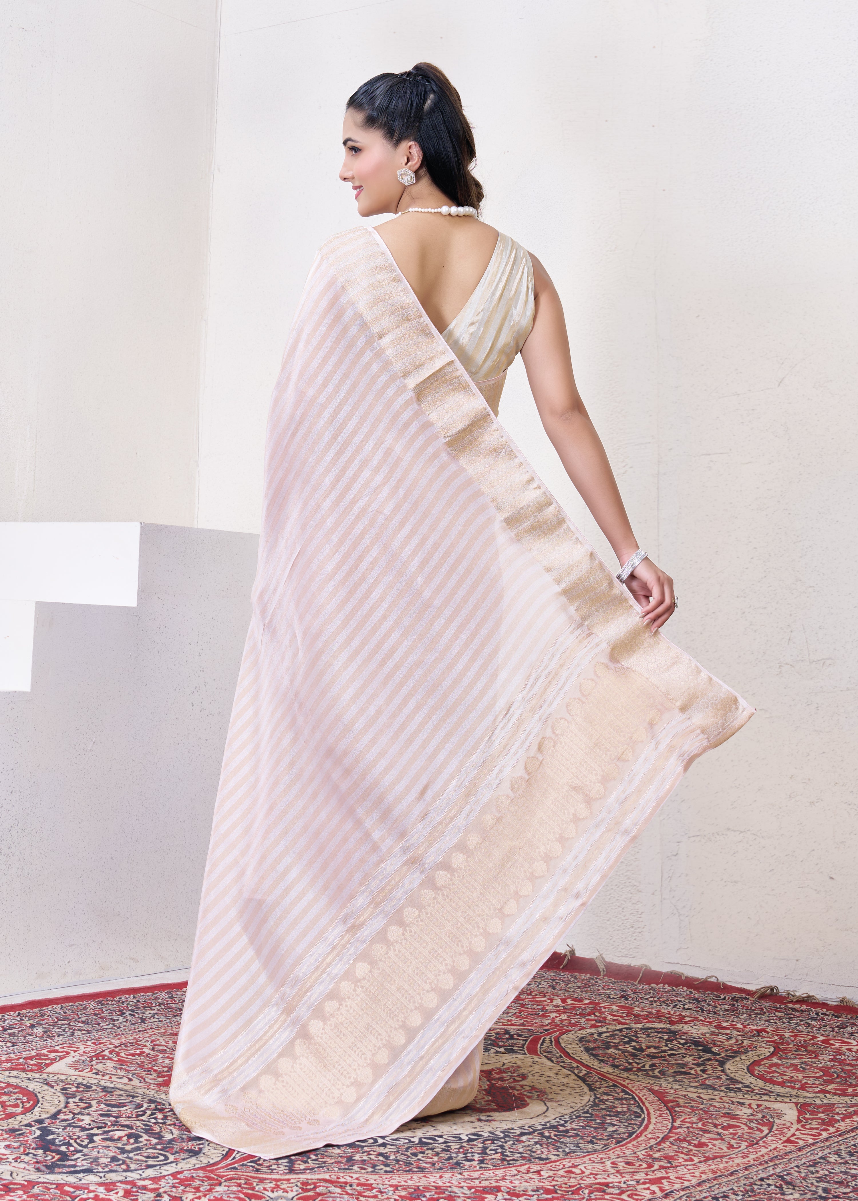 Lylac Tissue Silk Saree With Zari Borders
