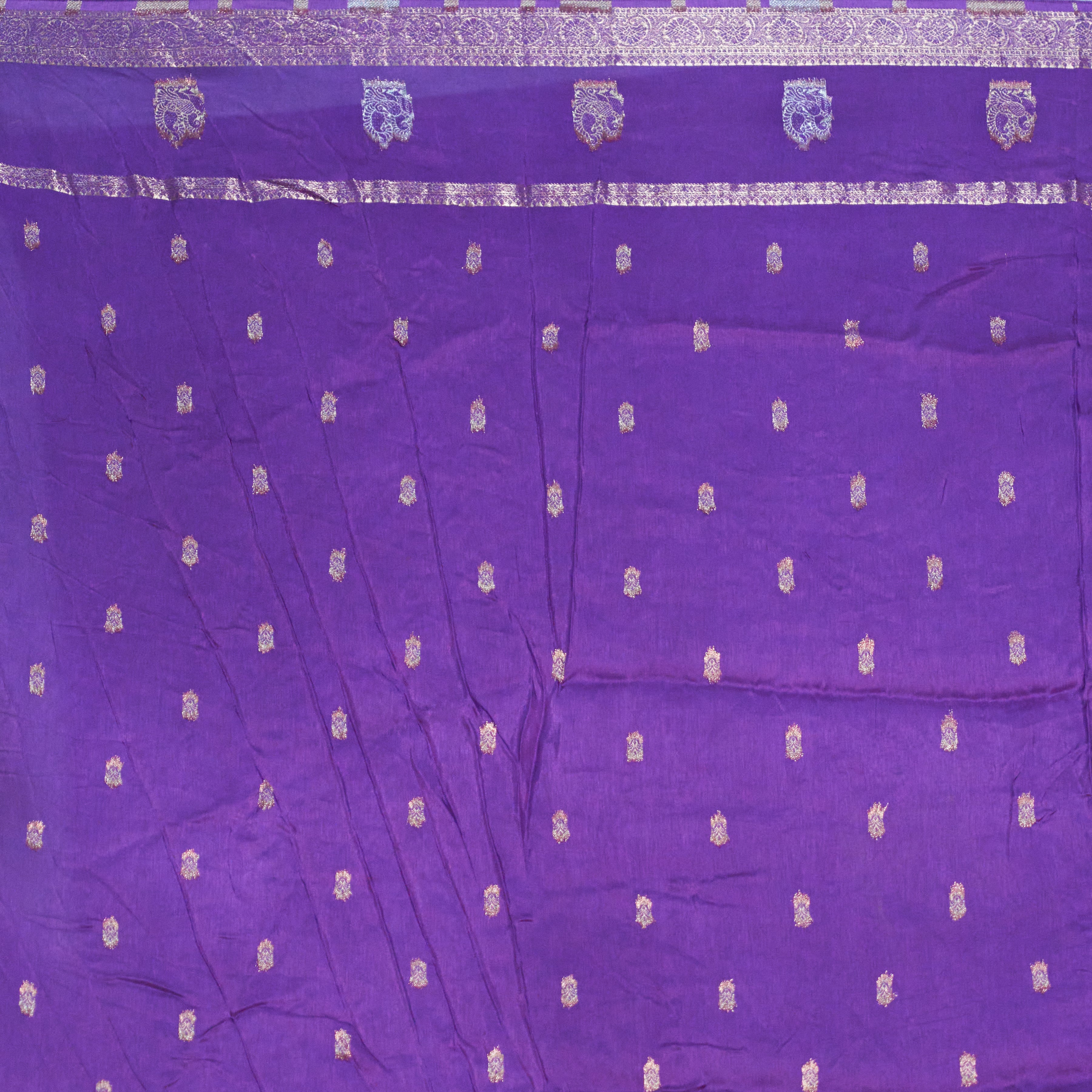 Purple Dola Silk Saree With Zari Borders