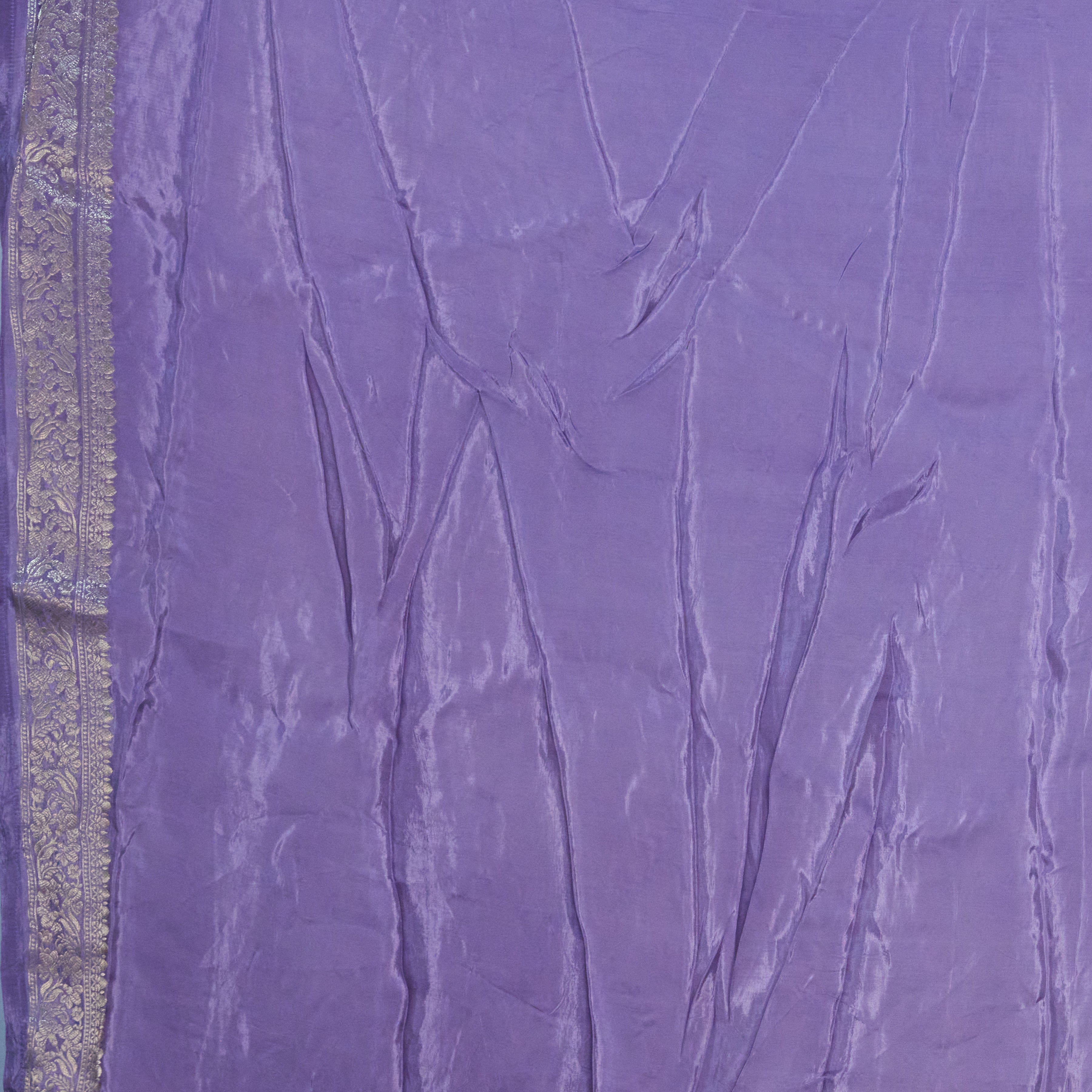 Lylac Katan Silk Saree With Zari Borders