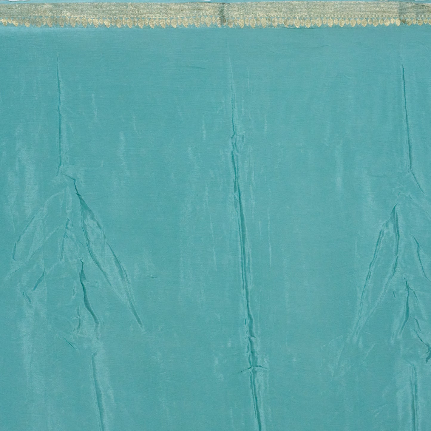 Blue Chinon Saree With Zari Borders