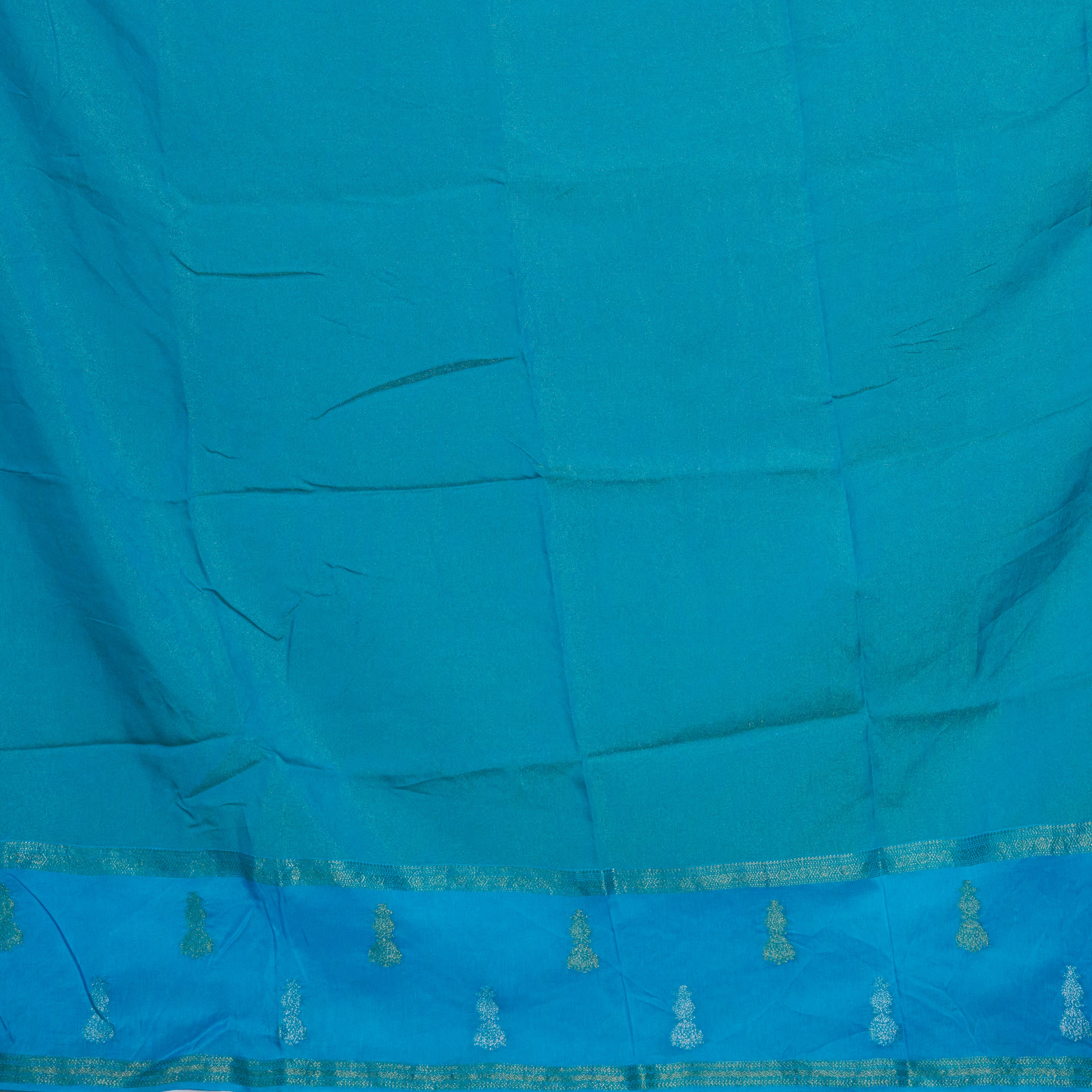 Blue Tissue Saree With Zari Borders