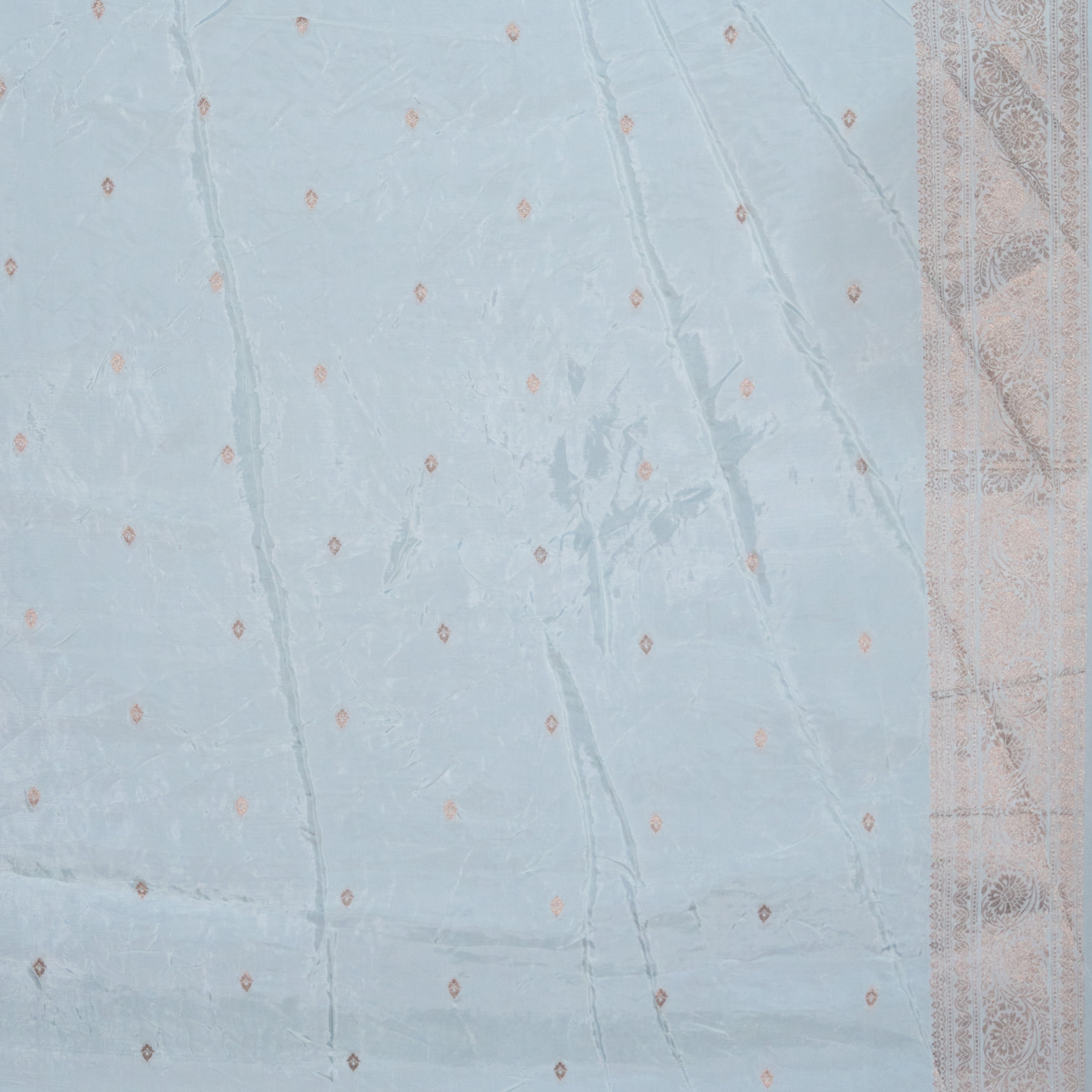 Off White Tissue Silk Saree With Zari Borders