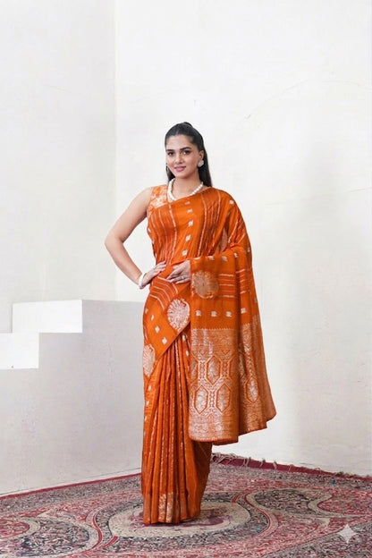 Rani Pink Katan Silk Saree With Zari Borders