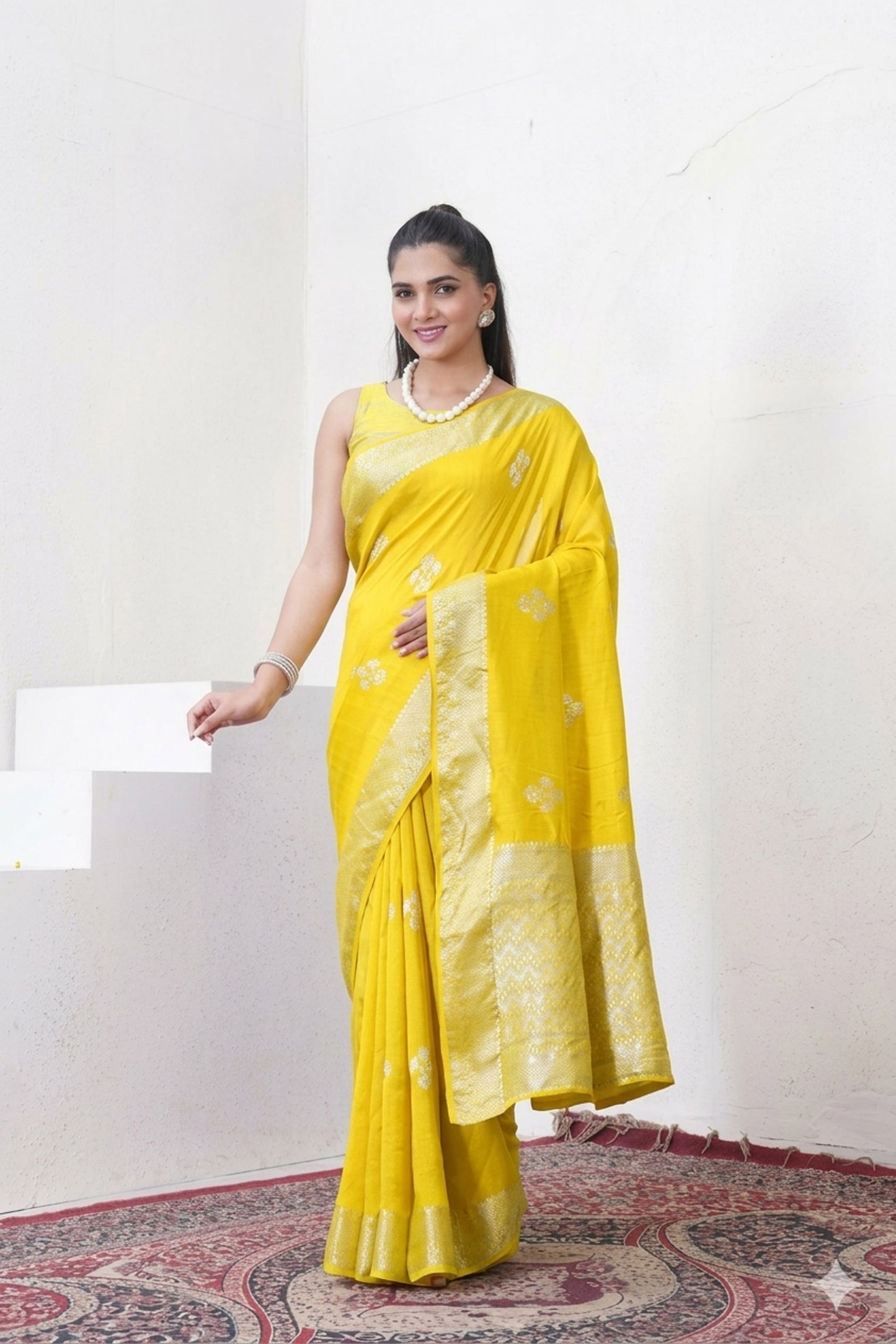 Rust Orange Tussar Silk Saree With Zari Borders