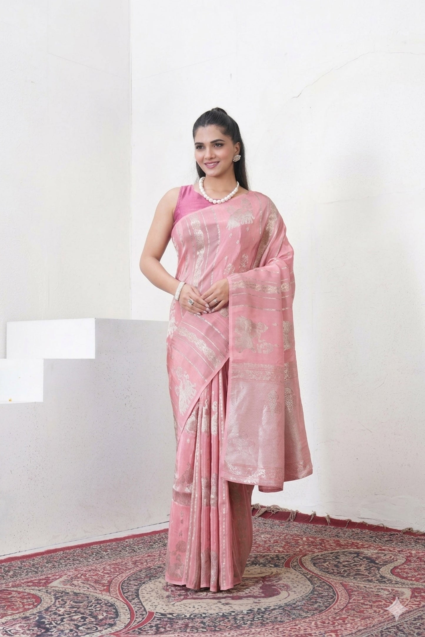 Lylac Katan Silk Saree With Zari Borders