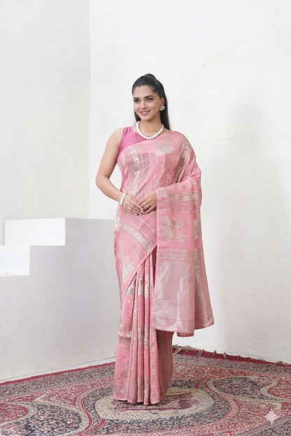 Lylac Katan Silk Saree With Zari Borders