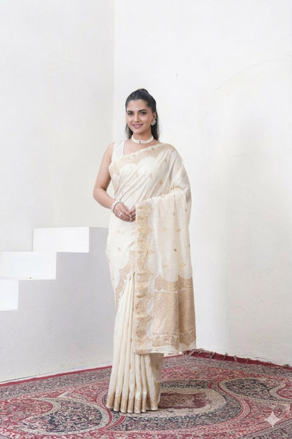 Wine Tussar Silk Saree With Zari Borders