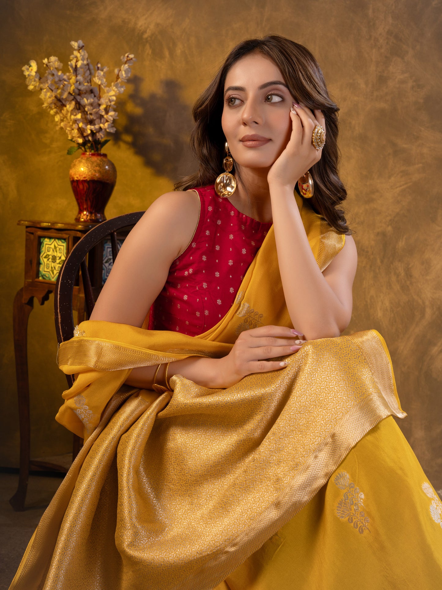 Yellow Dola Silk Saree With Zari Borders