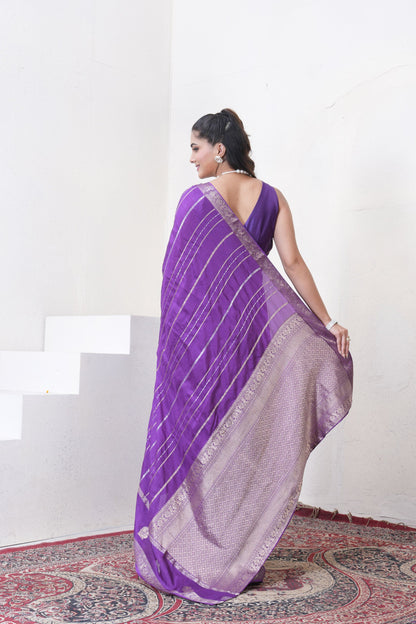 Purple Dola Silk Saree With Zari Borders